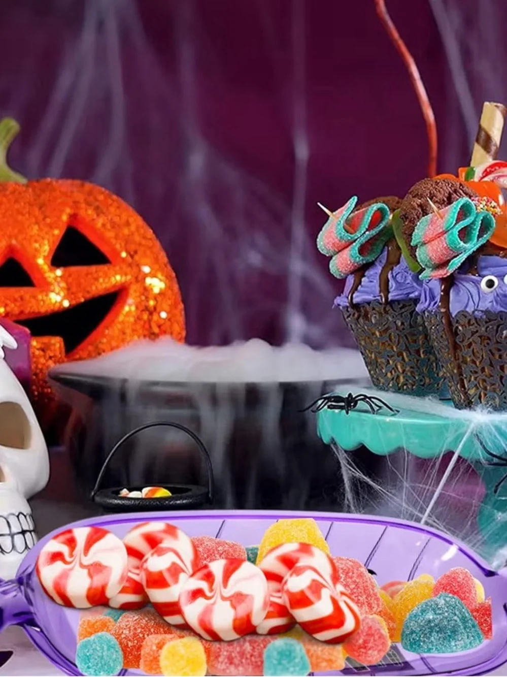 Halloween Candy-Shaped Serving Trays - Orange, Purple, Black by